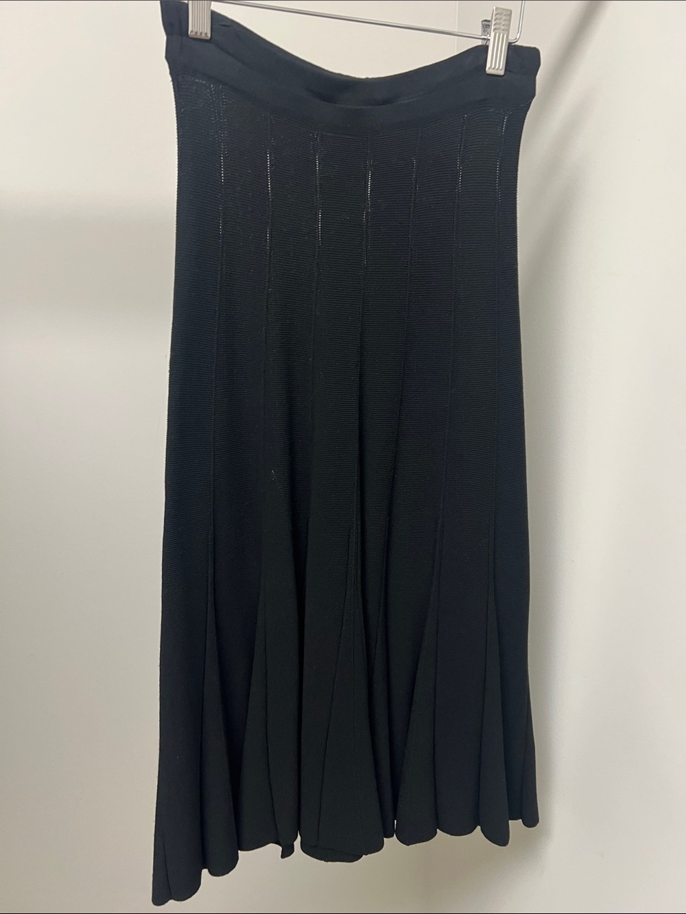 Armani Collezioni Black Midi Flared Knit Skirt